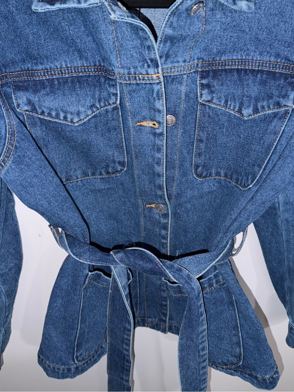 Industry Denim Utility Jacket Belted Blue Wash Lightweight Size M - Picture 5 of 11